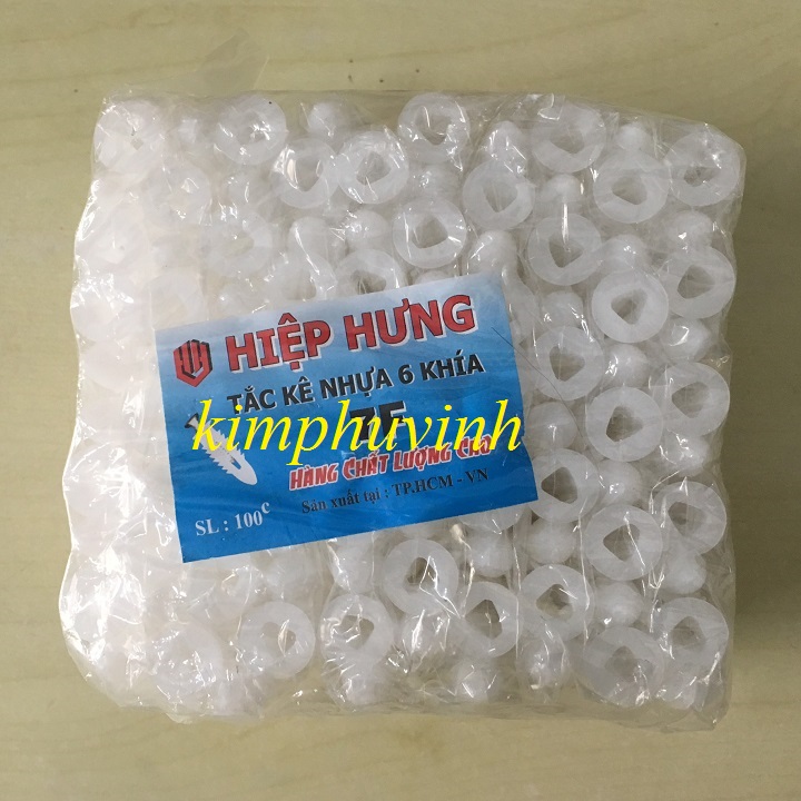 100 Tắc kê nhựa Số 7 (dài 6.5cm) - Dùng cho vít 6x50mm