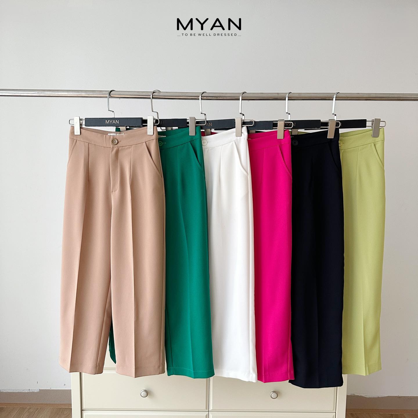 Quần lửng nữ suông - quần culottes lửng cạp cao myan - qvn062202