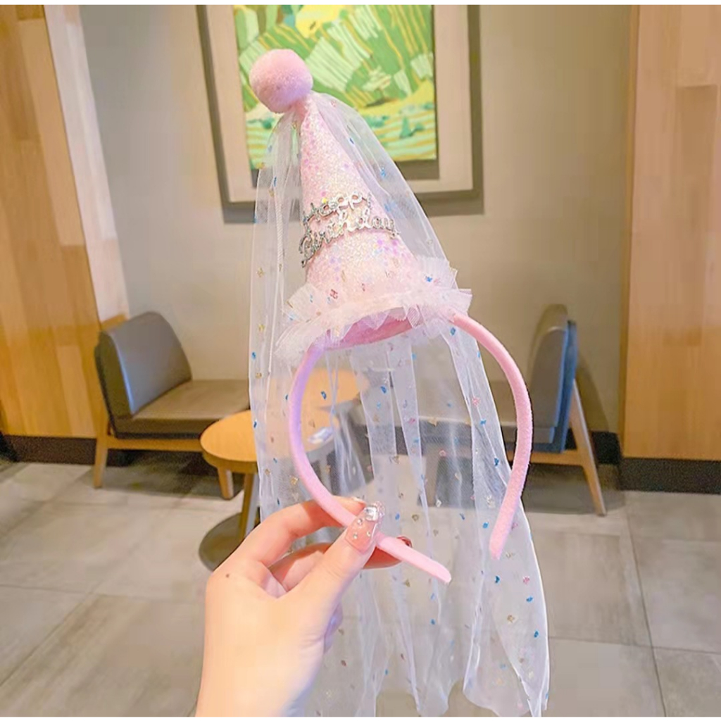 Băng đô Happy Birthday - Cài Tóc Hình Nón Sinh Nhật Xinh Xắn- cài tóc công chúa dễ thương- Selenshop
