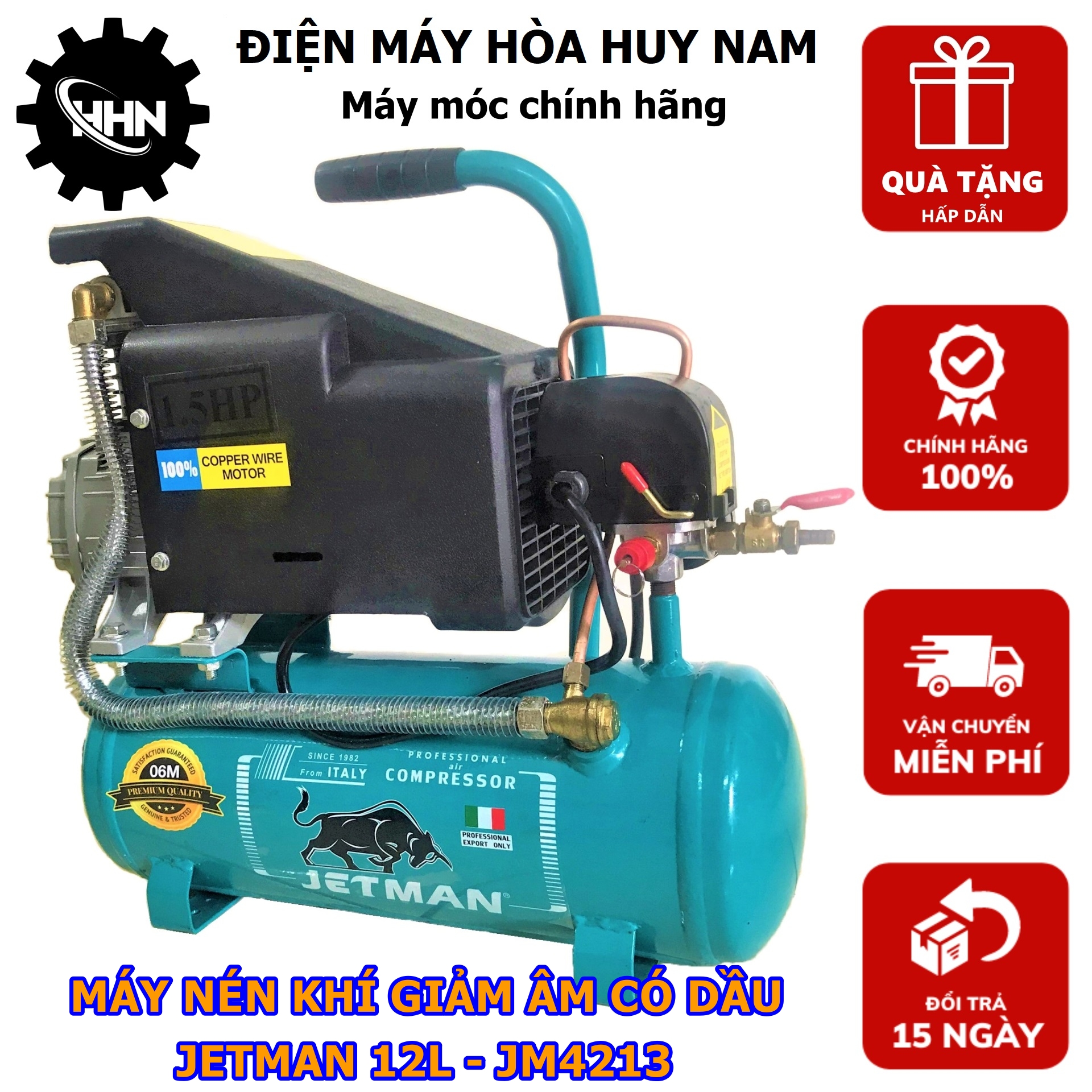 Máy nén khí giảm âm không dầu jetman jm4213 - hàng chính hãng - bảo hành toàn quốc