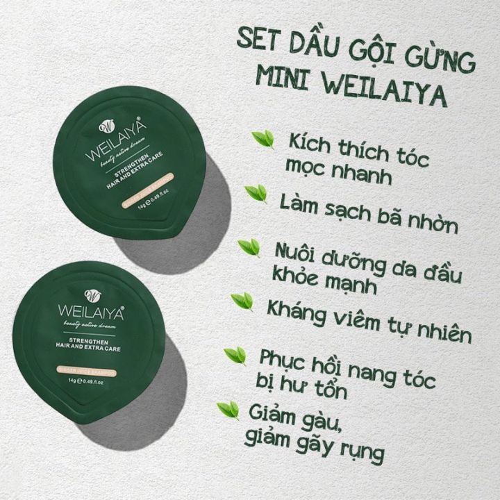 Set Mini 40ml Dầu Gội Và Xả Gừng Tem Trắng Weilaiya