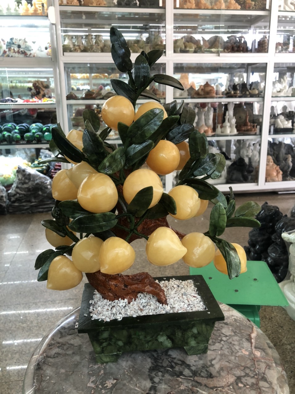 Cây Đào phong thủy đá ngọc hoàng long gồm 18 quả - Cao 45 cm