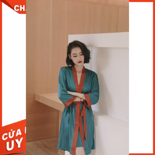 Set đầm ngủ lụa cao cấp mút ngực sẵn, váy ngủ lụa cao cấp kèm choàng