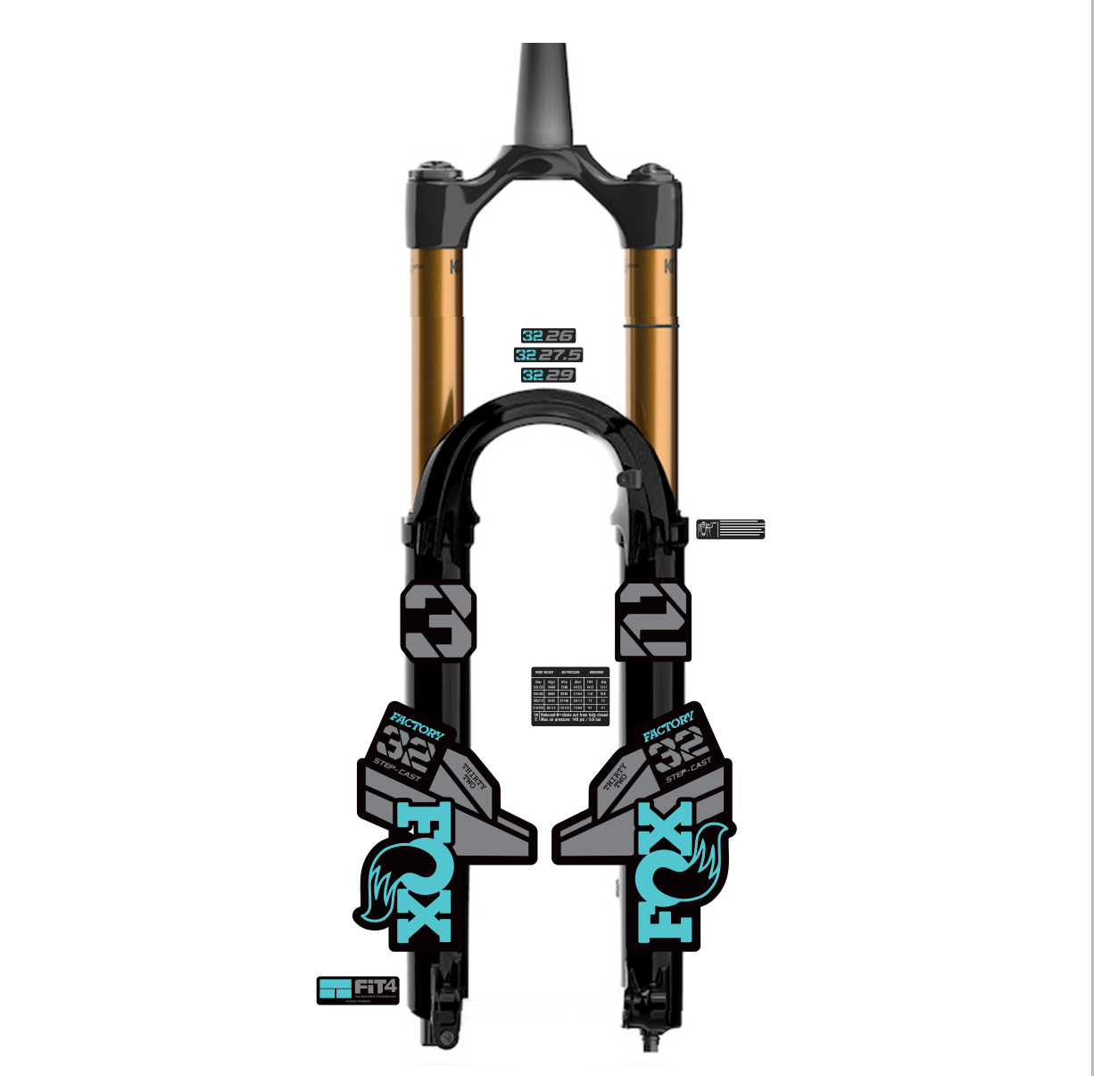 tem decal dán phuộc xe đạp địa hình Fox kashima 32 2021 | cheetahdecals.com