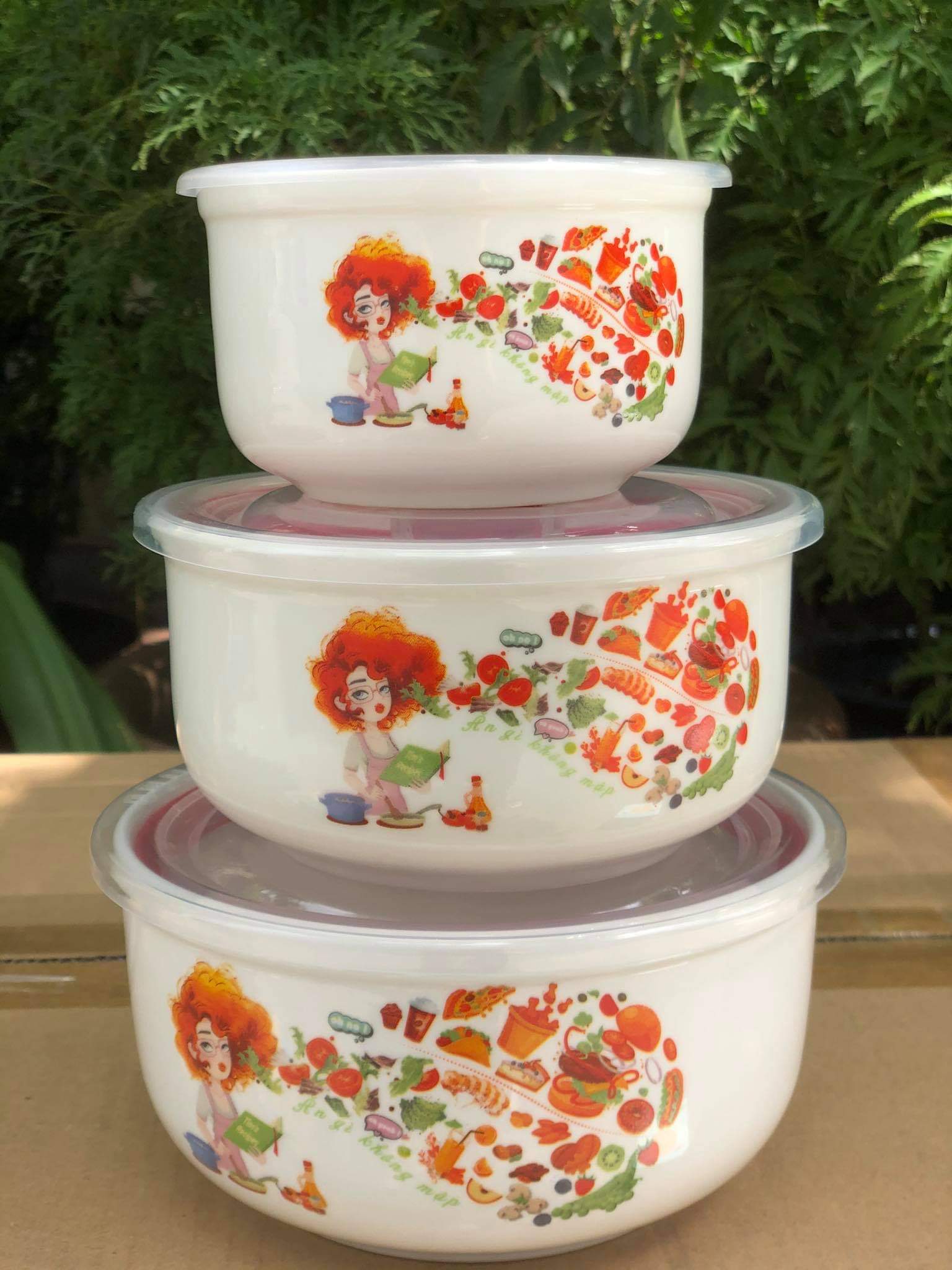 BỘ 3 THỐ SỨ CÓ NẮP HÚT CHÂN KHÔNG