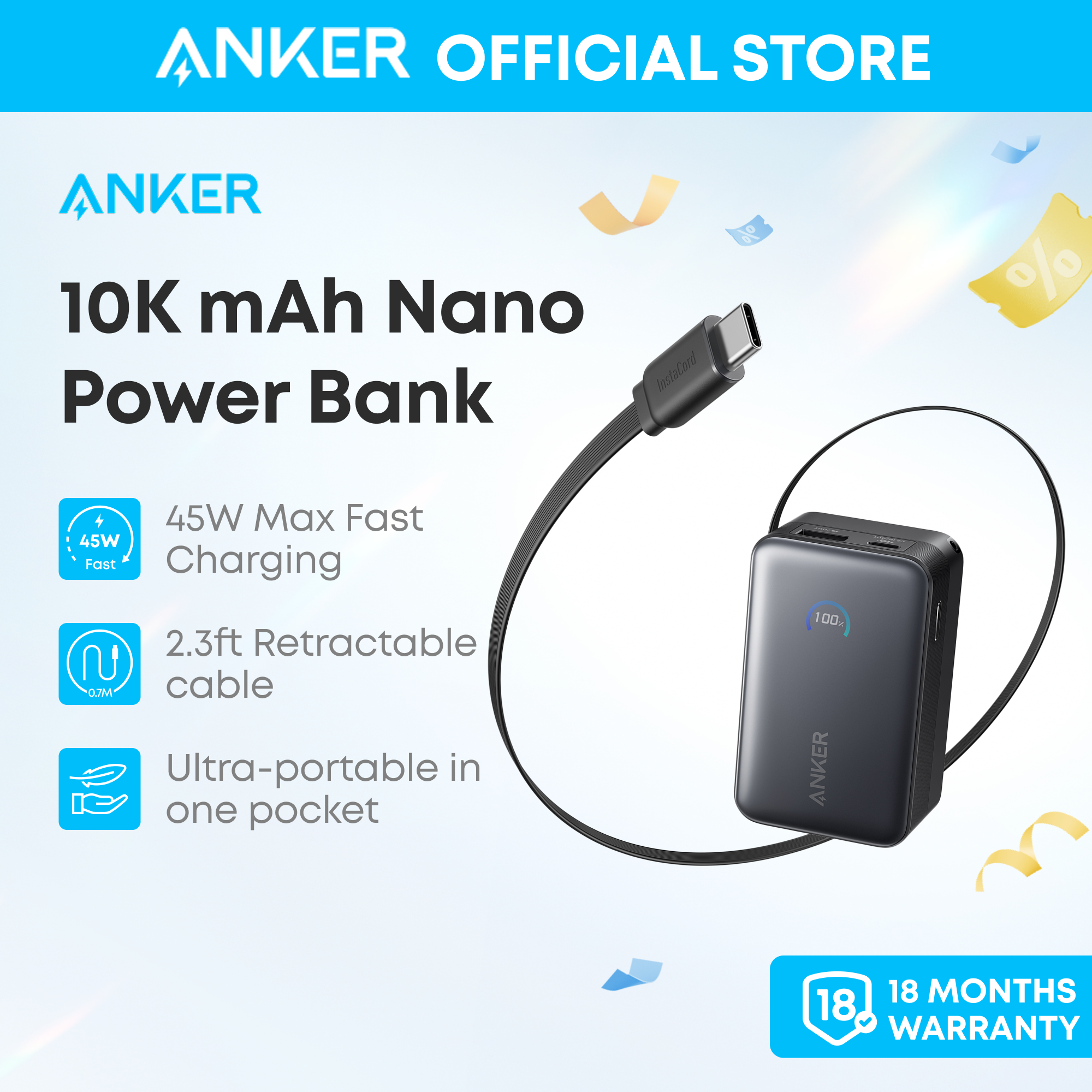 Anker Nano Power Bank, 10,000mAh Portable Charger with&hellip;