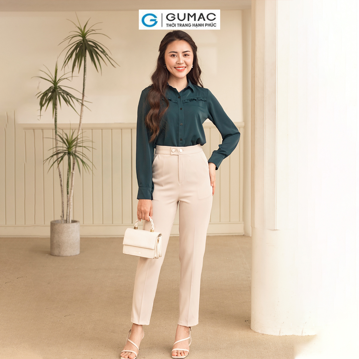 Quần tây nữ quai dê 2 nút thời trang gumac qd06059