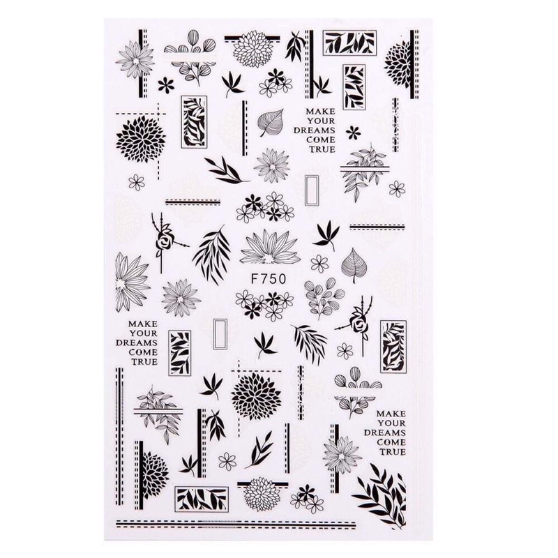 Sticker đen trắng dán móng siêu đẹp