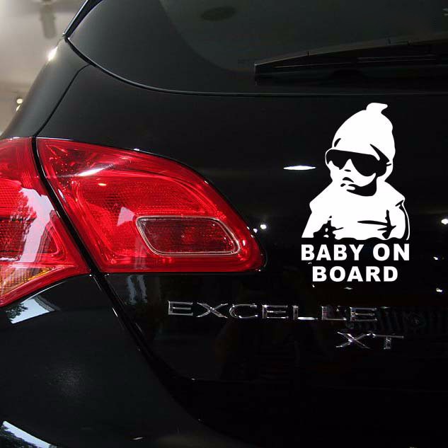 Tem Decal Dán Trang Trí Xe Hơi Baby On Board[Màu Trắng]