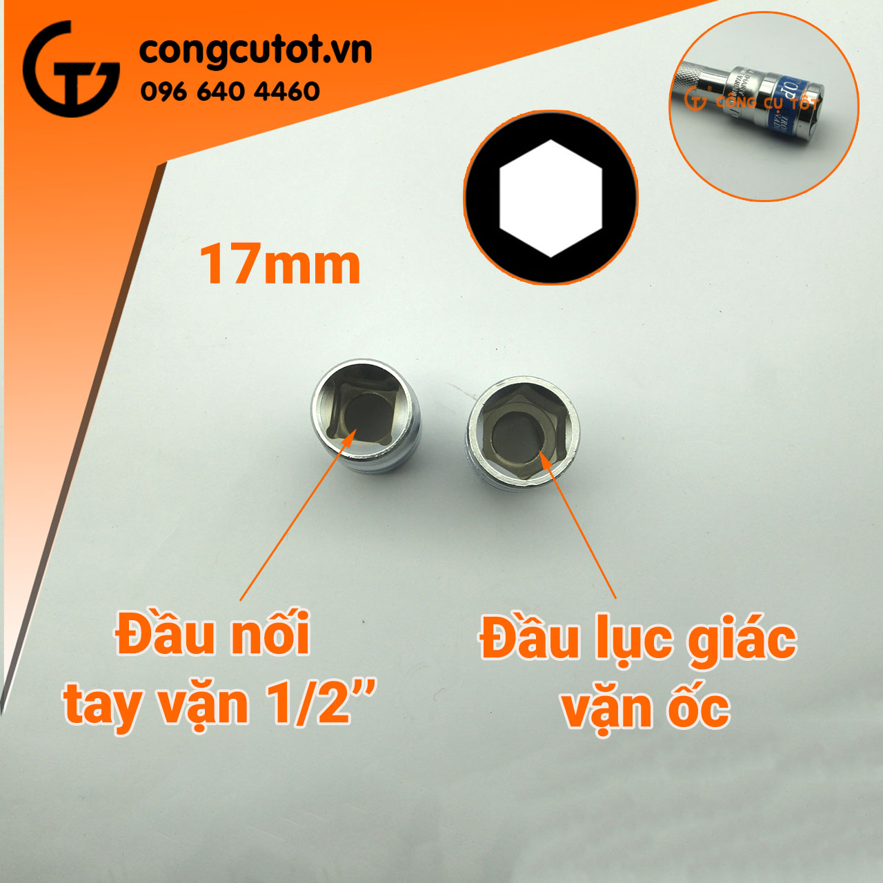 Đầu tuýp lục giác ngắn 1/2 TOP các cỡ