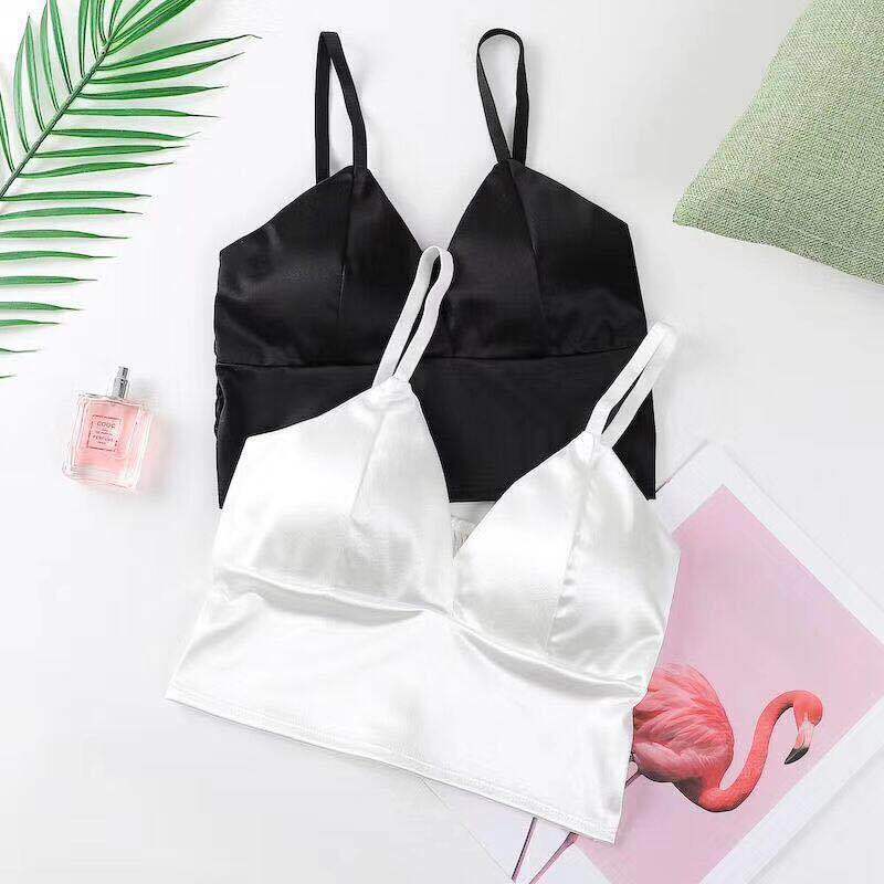 Áo bra satin phi lụa 2 dây lưng thun siêu tôn dáng - NHShop