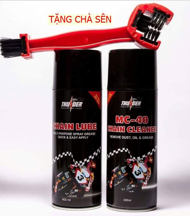 Bộ 2 chai Rửa và Dưỡng sên xe máy Thunder [Tặng cọ chà sên] - Vindecal BD