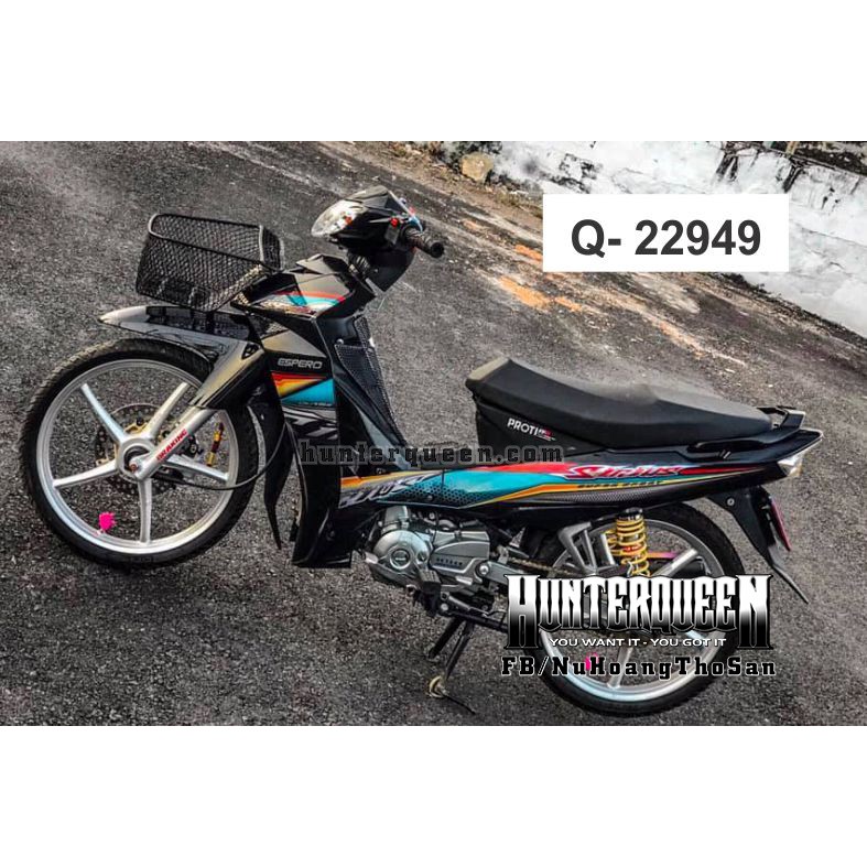 Tem Xe Sirius, Tem Tổ Ong Đỏ Xanh Vàng - Thiết Kế Theo Yêu Cầu, Chỉnh Sửa Theo Ý. Sắc Nét, Bền Màu