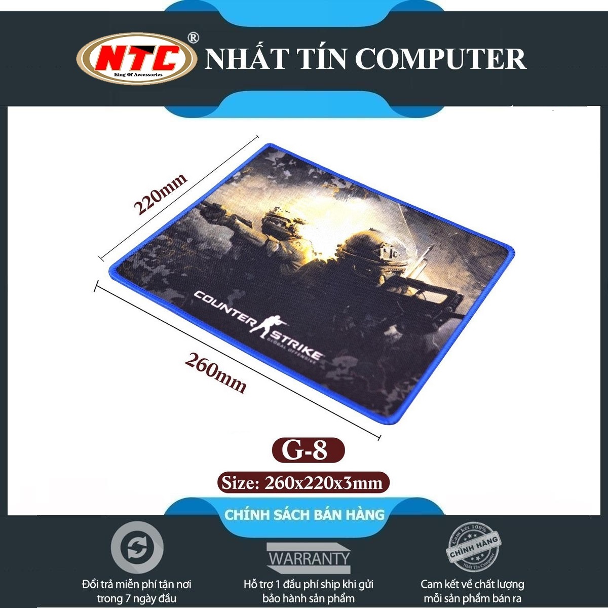 Miếng lót chuột Gaming G-8 may viền - Loại Mousepad Control (Đen) - Nhất Tín Computer