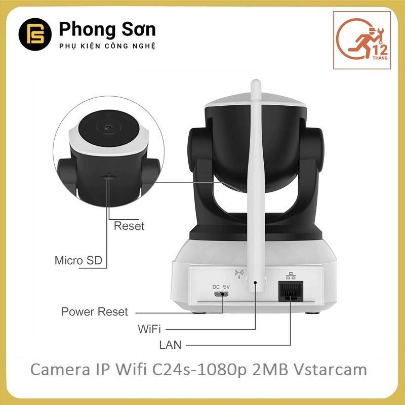 Camera wifi IP Vstarcam C24s Full HD 1080P (Tặng thẻ 128GB)