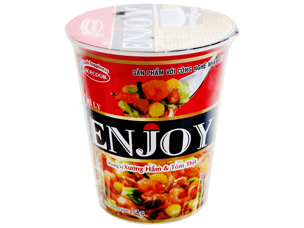 Thùng 12 ly mì Enjoy vị xương hầm, tôm thịt 77g