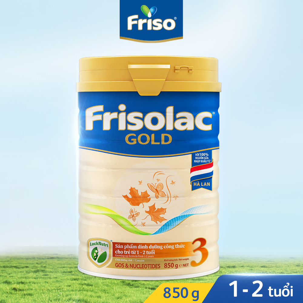 Sữa Bột Frisolac Gold 3 lon thiếc 850G - cho trẻ từ 12-24 tháng tuổi