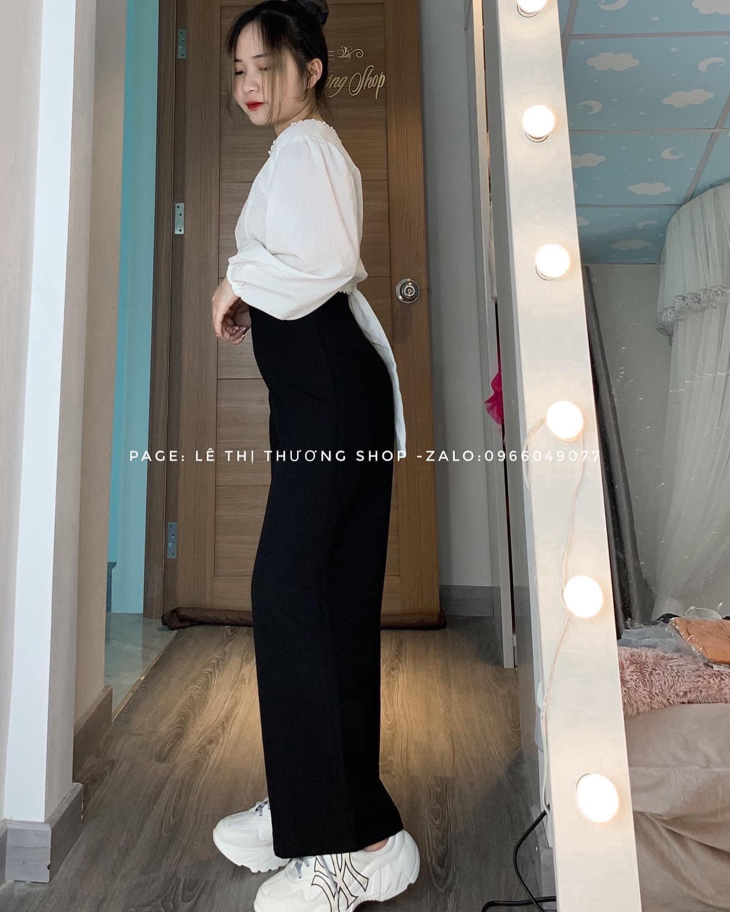 Set quần suông + áo cổ vuông phối ren cột sau