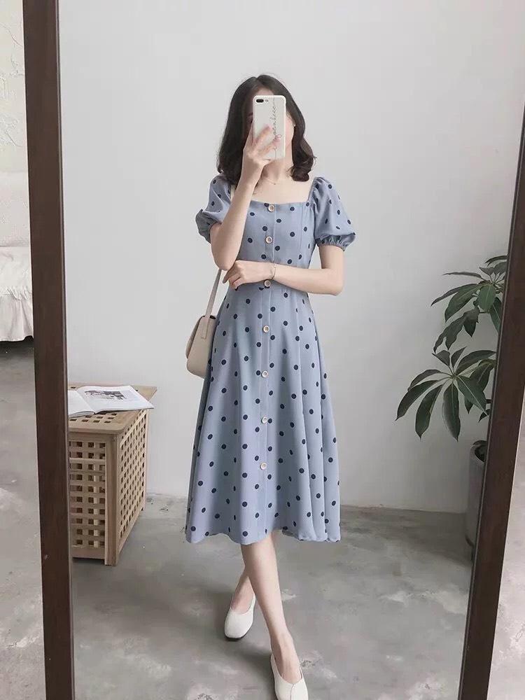 [HCM]ĐẦM VOAN LỤA CHẤM BI ĐẸP SANG TRỌNG QUÝ PHÁI