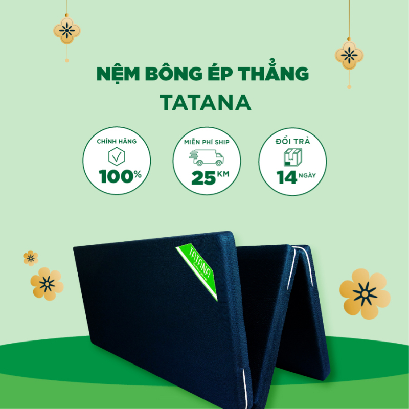 Nệm bông ép gấp 3 tatana- bảo hành 10 năm.