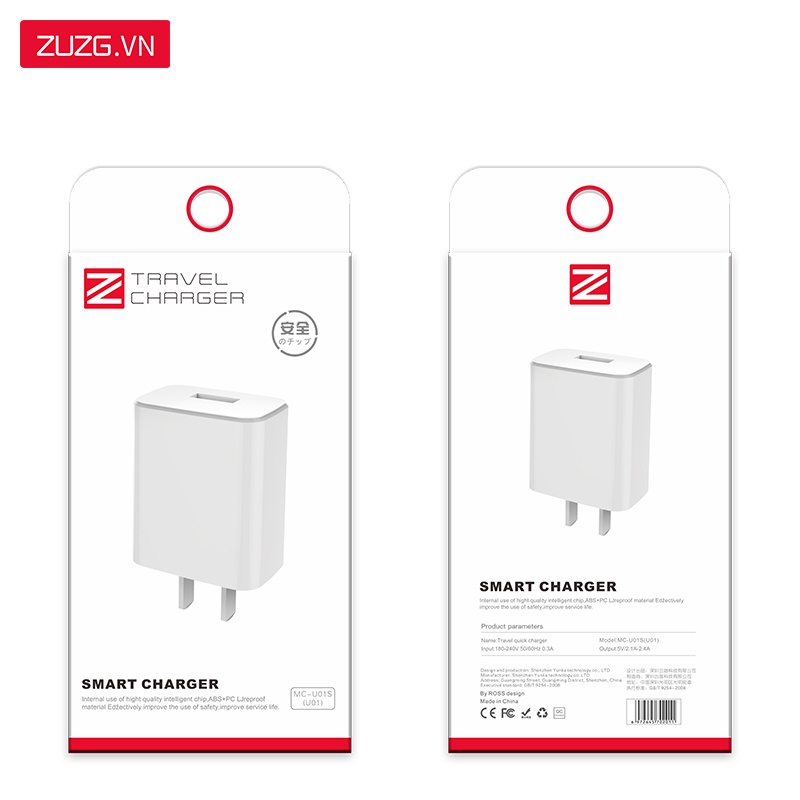 Củ sạc nhanh iphone samsung  ZUZG 2.4A 10w U01