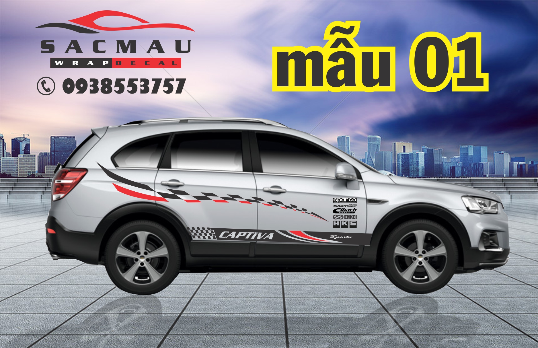 Tem dán xe chevrolet  Captiva, tem dán hông xe Captiva