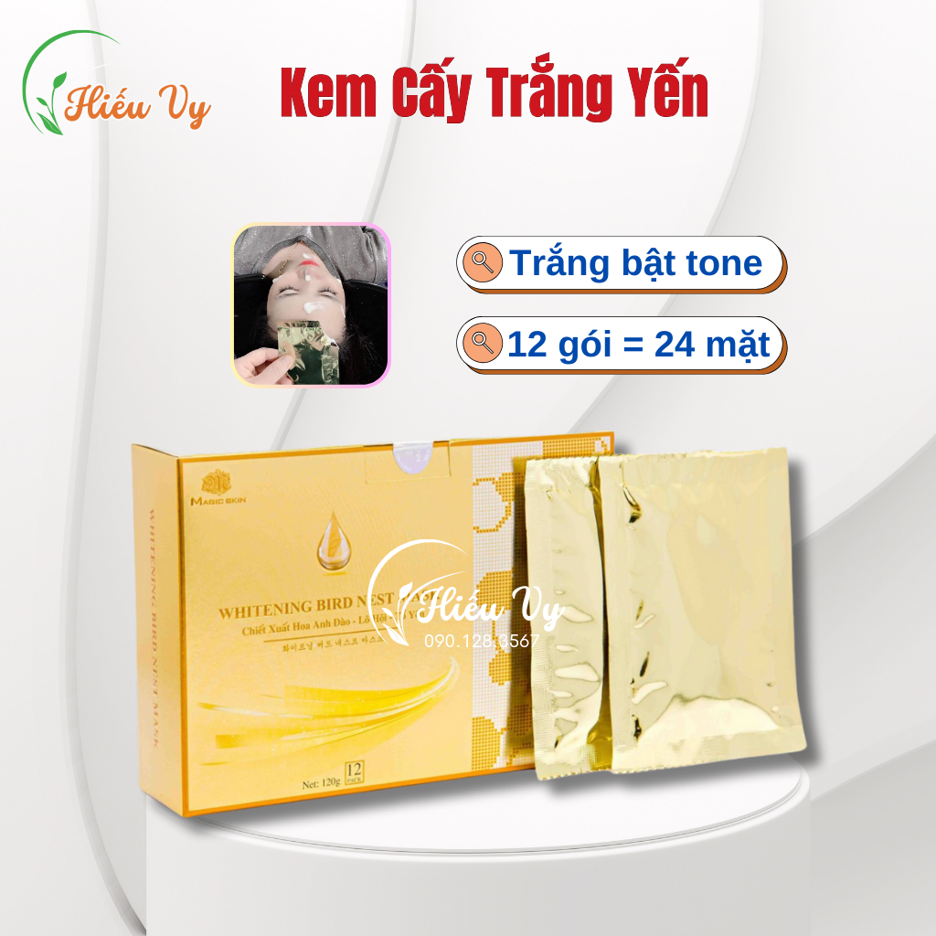 Cấy trắng yến magic skin hộp 12 gói = 24 mặt trắng bật tone, an toàn cho làn da