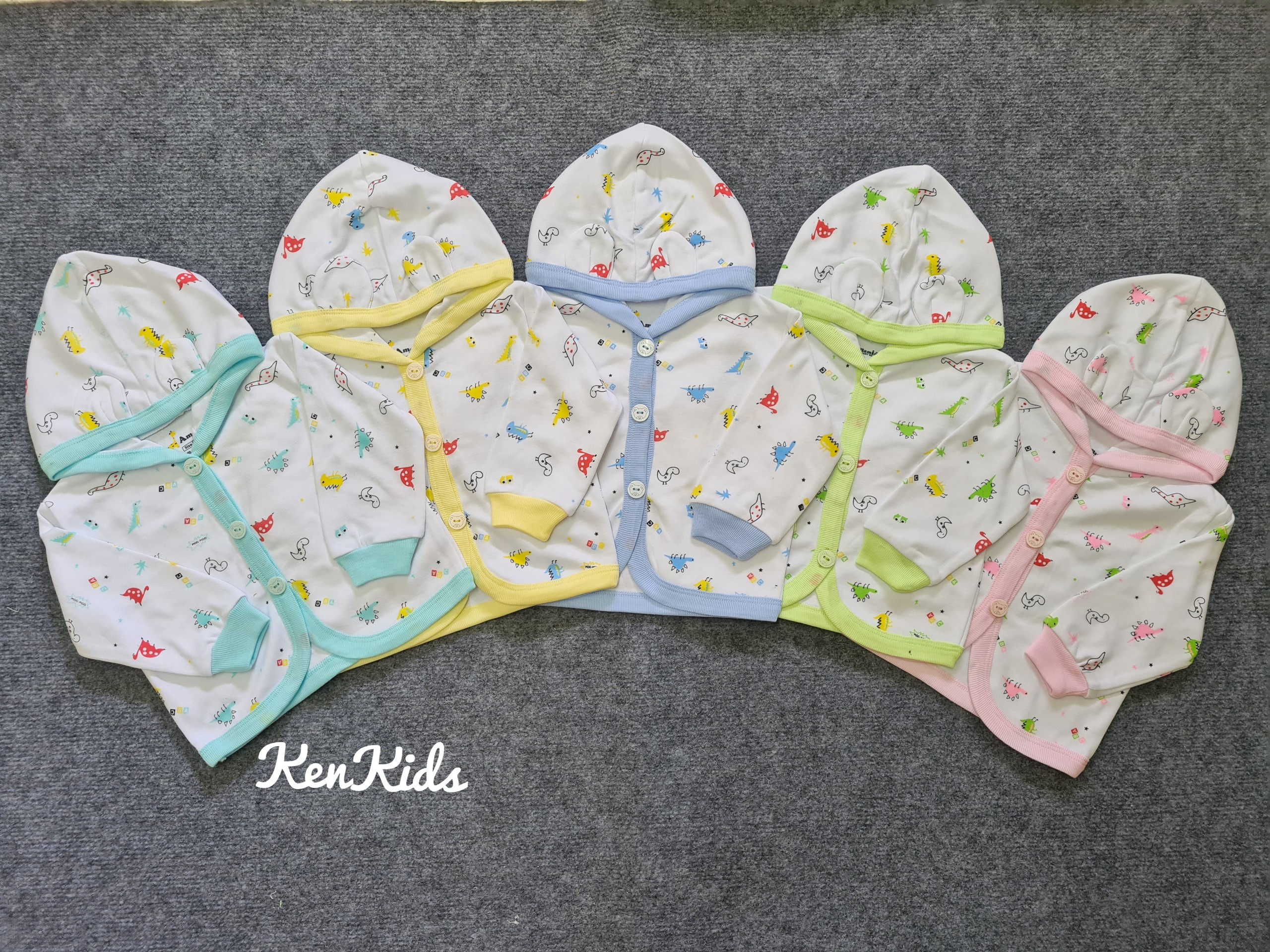 (3-16kg) Áo khoác nón họa tiết - thun cotton cho bé