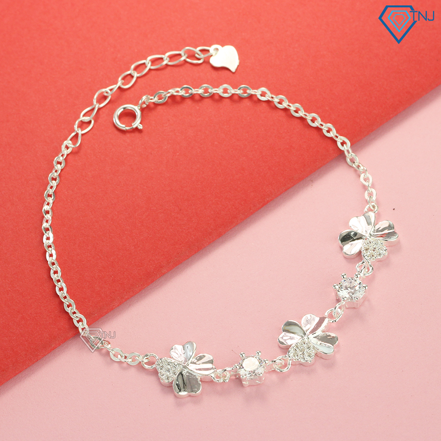 Lắc tay nữ bạc đẹp hình cỏ 4 lá may mắn LTN0092 - Trang Sức TNJ