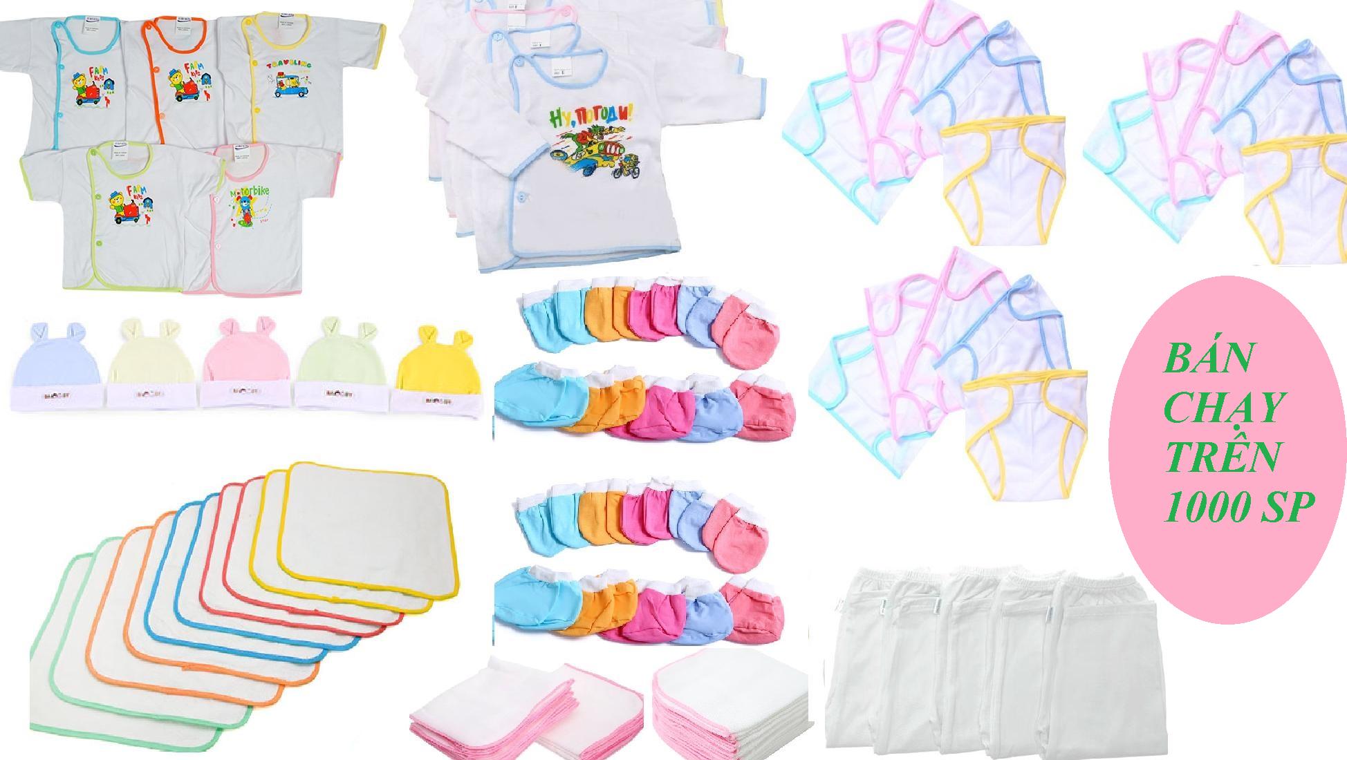 [TẶNG VÒNG DÂU TẰM] Set 85 Món Đồ Dùng Cho Bé Sơ Sinh( 10 áo + 15 tã + 15 khăn + 10 cặp bao tay + 10 cặp bao chân + 5 nón + 5quần + 15 tã lót )