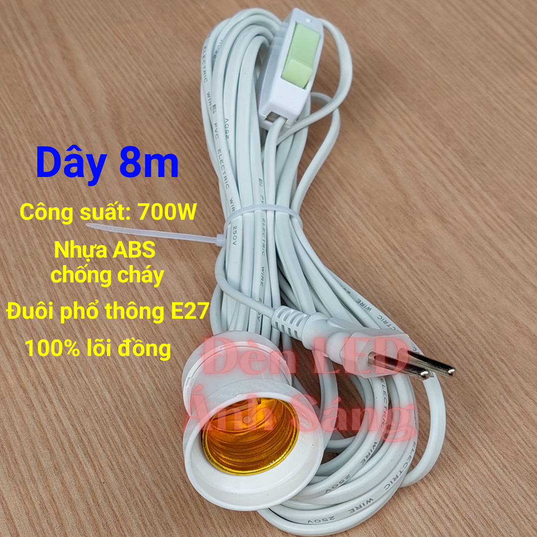 DÂY ĐUÔI ĐÈN E27 CÓ CÔNG TẮC - DÂY DÀI 3m - 5m - 8m - 10m