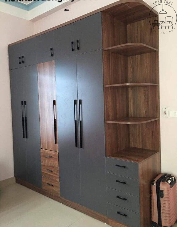 Tủ quần áo 5 cánh mở kèm 1 kệ 2m4x2m4
