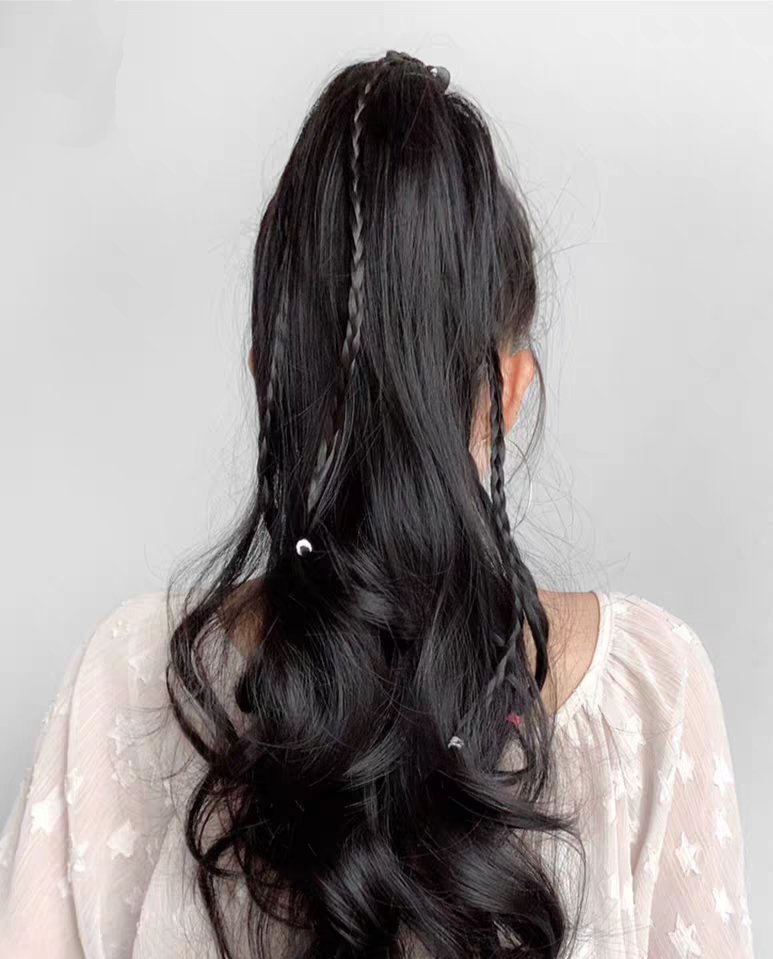 Tóc giả nữ cột xoăn dài thắt bính, tóc giả cột đuôi, tóc giả buộc, tóc giả thắt bính