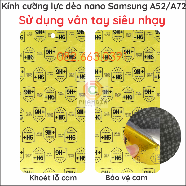 Dán cường lực Samsung A52 (4G/5G) / A72 (4G/5G) dẻo nano bảo vệ màn hình