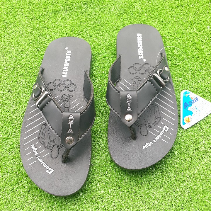 [Hcm] Asia Men's Fashion Flip-Flops with Straps and Pu Leather Sole