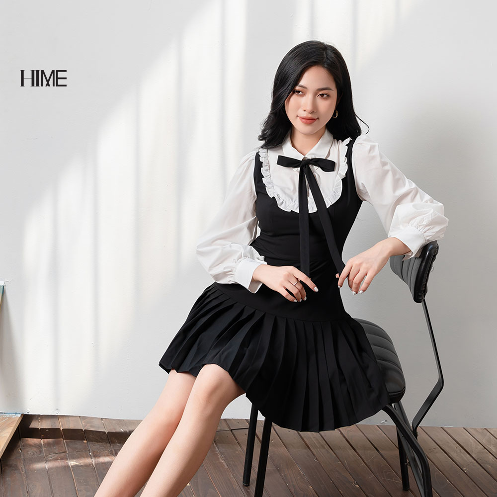 Váy xếp li cổ nơ HIME H018BF3D0123