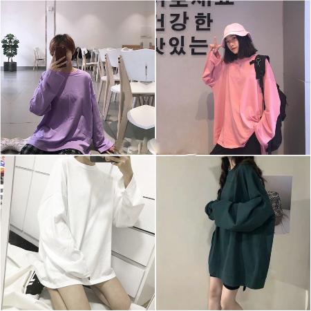 Áo dài tay trơn 4 màu unisex