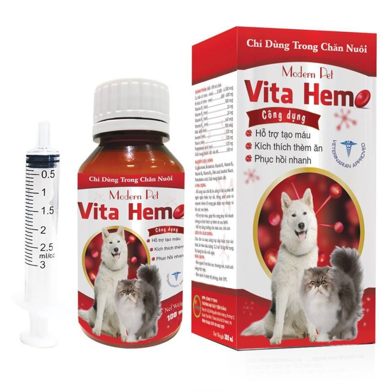 Vita Hemo - thuốc bổ máu tăng thèm ăn cho chó mèo, sản phẩm tốt, chất lượng cao, cam kết như hình