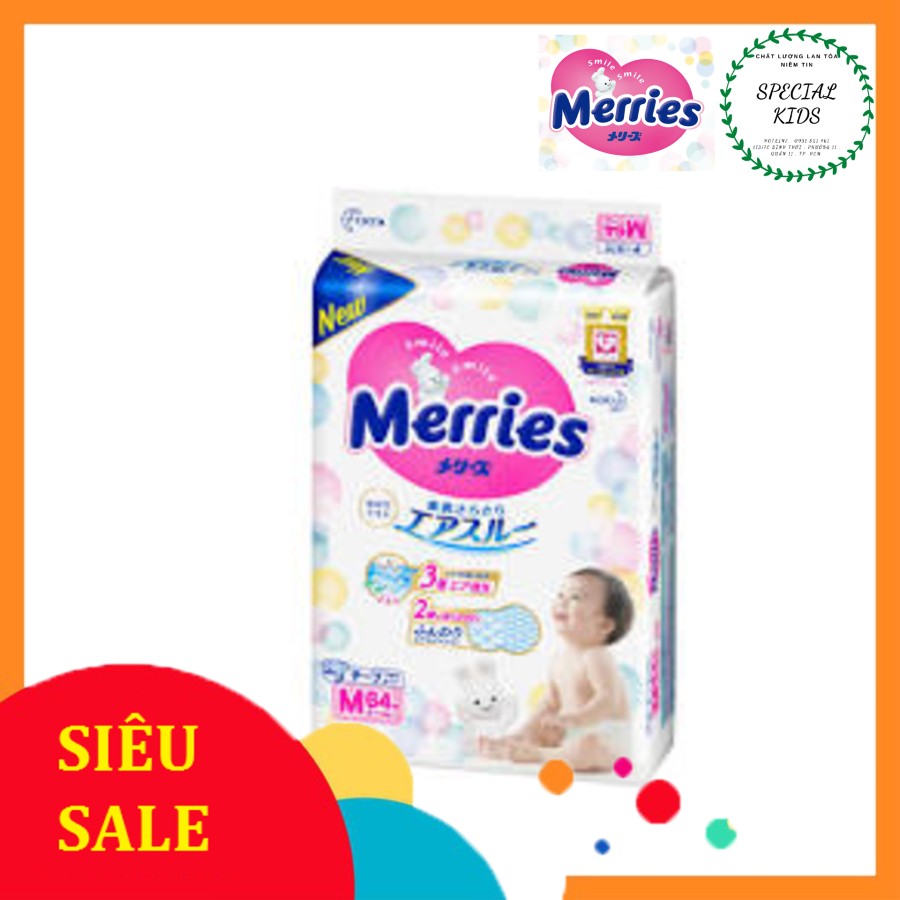 [Freeship 50K] [TEM PHỤ CHÍNH HÃNG KAO]Tã/Bỉm DÁN Merries nội địa Nhật Size M64 (6-11kg)