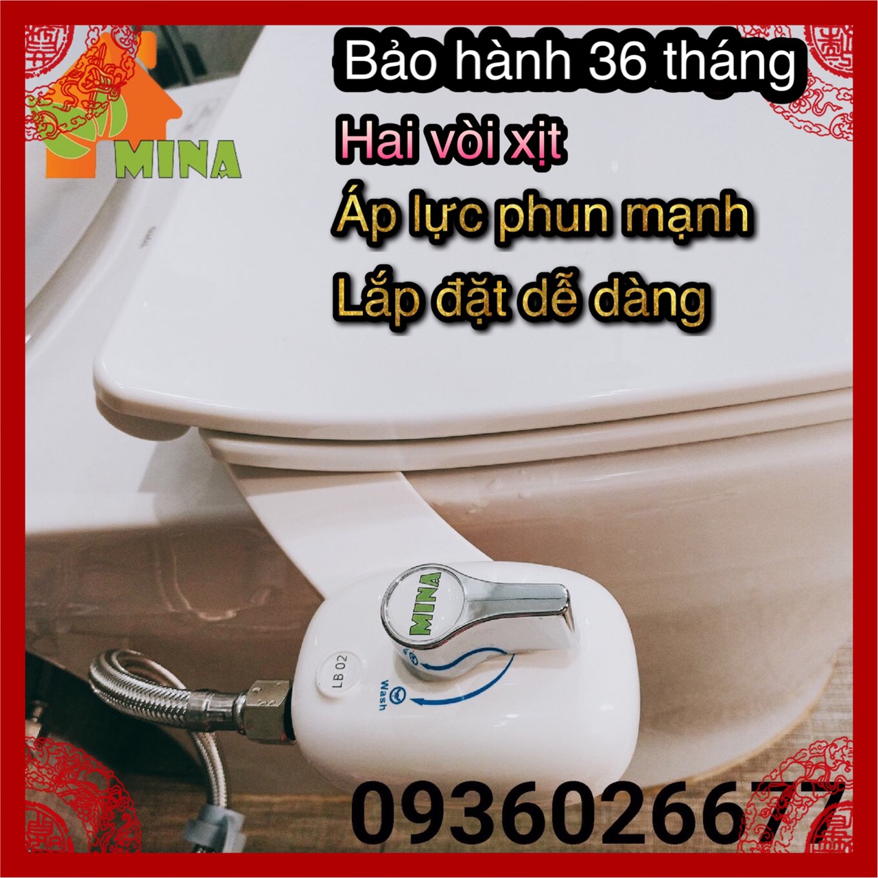 Vòi xịt gắn bồn cầu MINA. Bidet Công nghệ Nhật Bảo hành đổi mới trong 36 tháng. Giúp vệ sinh sạch sẽ không dùng giấy. Vòi xịt rửa vệ sinh thông minh, Vòi xịt rửa thông minh, Voi xit rua ve sinh thong minh, Vòi xịt vệ sinh
