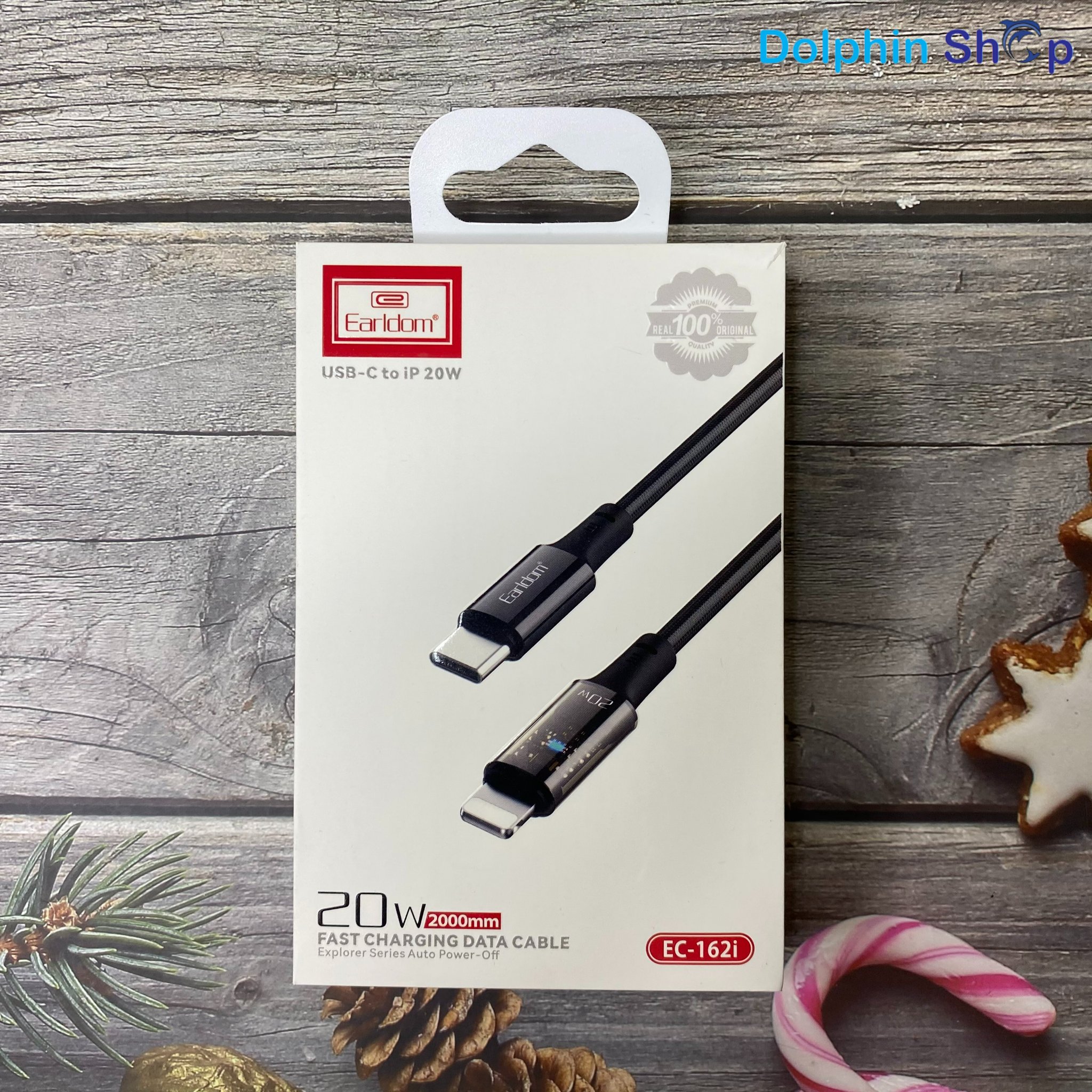 Cáp tự ngắt 20w chân typec ra lightning dành cho iphone, ipad earidom ec161/162
