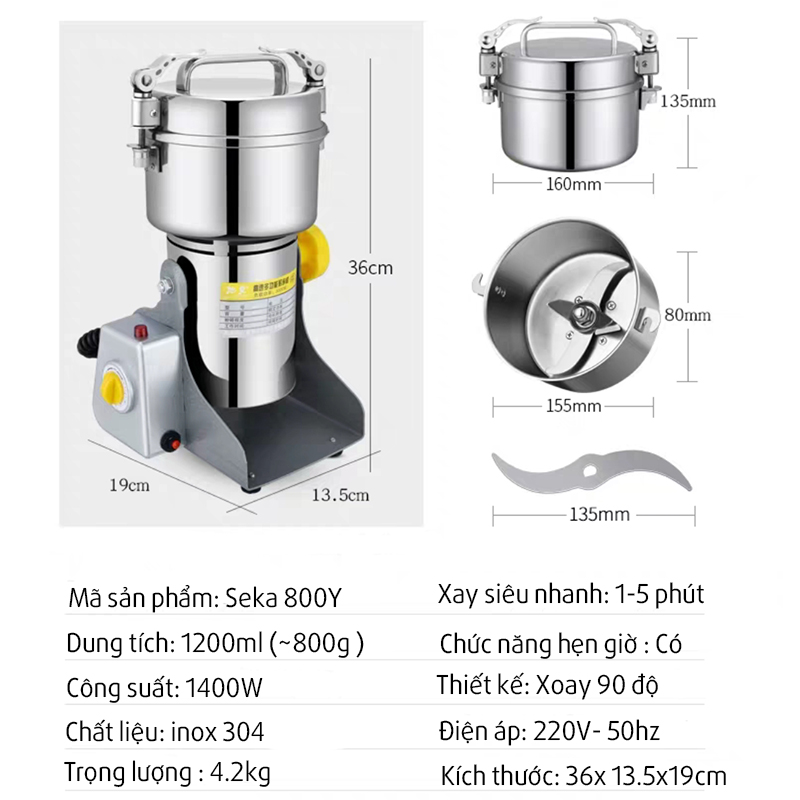 Máy xay bột khô đa năng SEKA  Chính Hãng