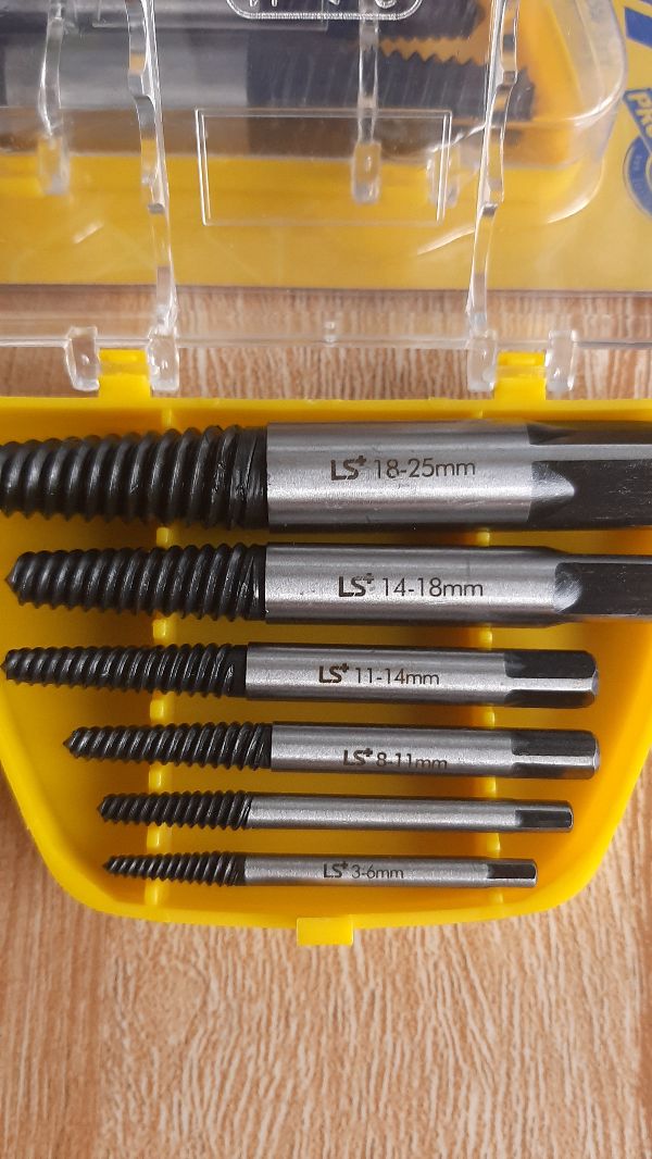 Bộ 6 cây mở ốc vít bị gãy thương hiệu LS, tháo ốc vít gãy với nhiều hình dạng đầu mũ ốc vít khác nhau từ 3 ly đến 25ly ( 8mm-25mm)Bộ Tháo Bu Lông Ốc Vít-6 Mũi (Tháo Khoét Ốc Gẫy Trờn Ren )- CỬA HÀNG NAM