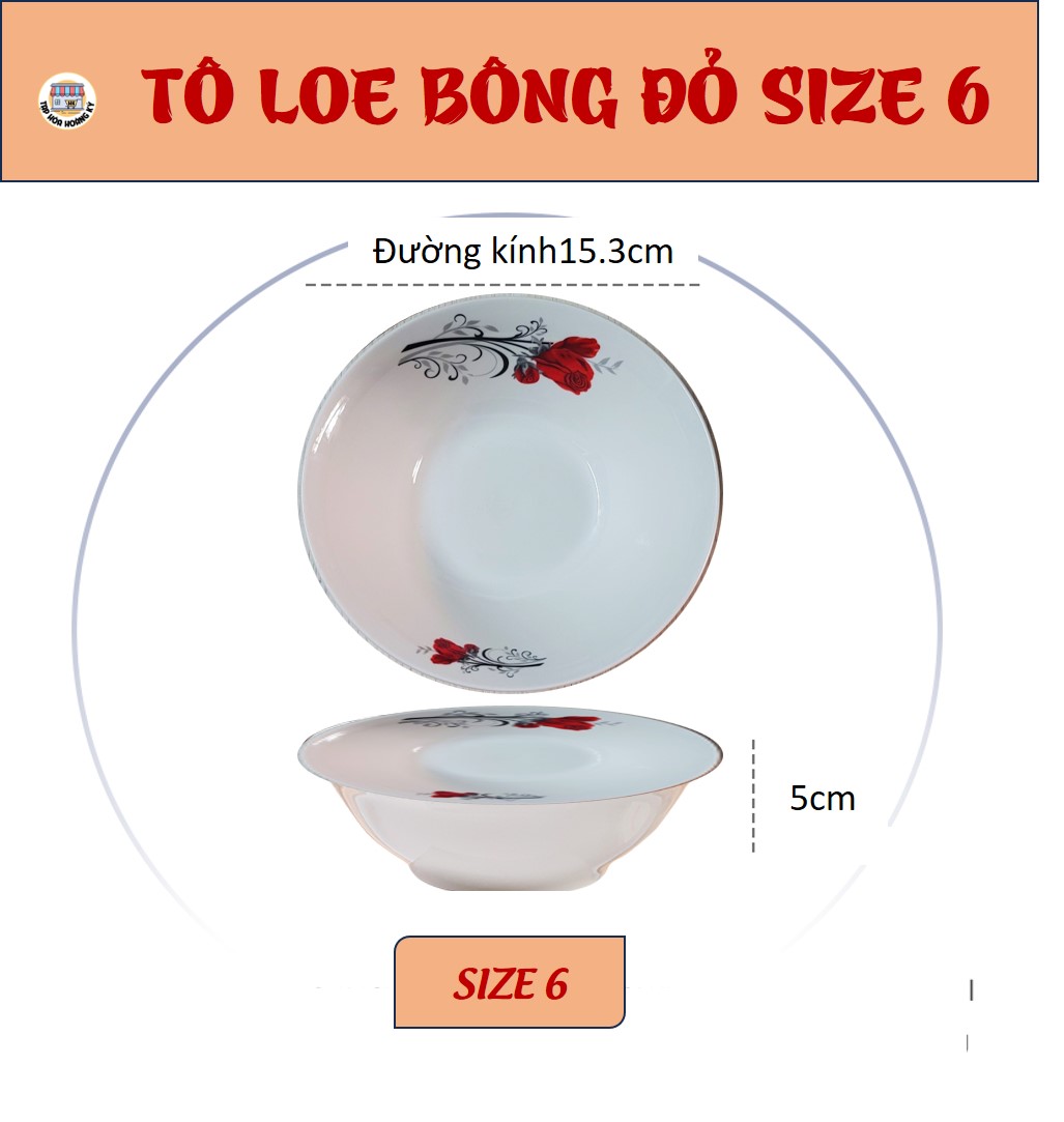 Tô loe gốm sứ họa tiết Hoa đỏ