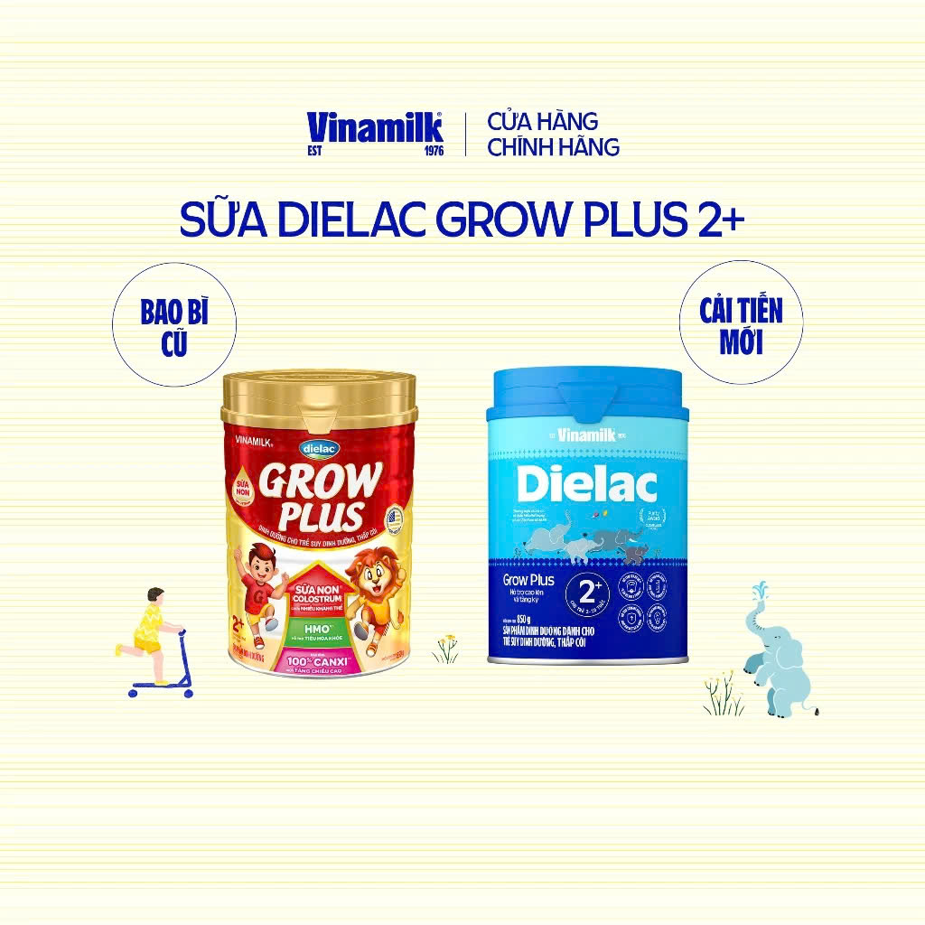 (Mẫu Mới) COMBO 3 HỘP Sữa Bột Dielac Grow Plus 2+ HT 850g (Sữa Non).