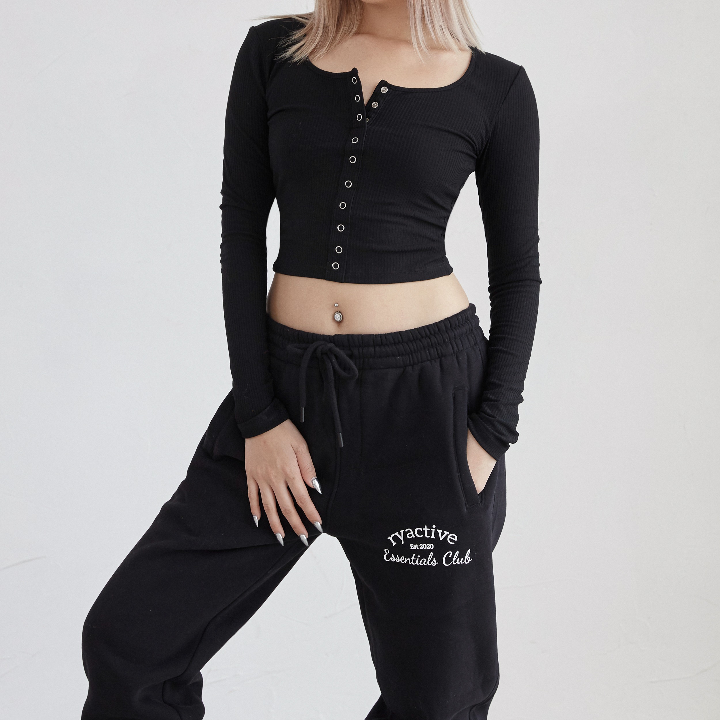 Quần jogger nữ thể thao RYACTIVE - OVERSIZE JOGGER Black