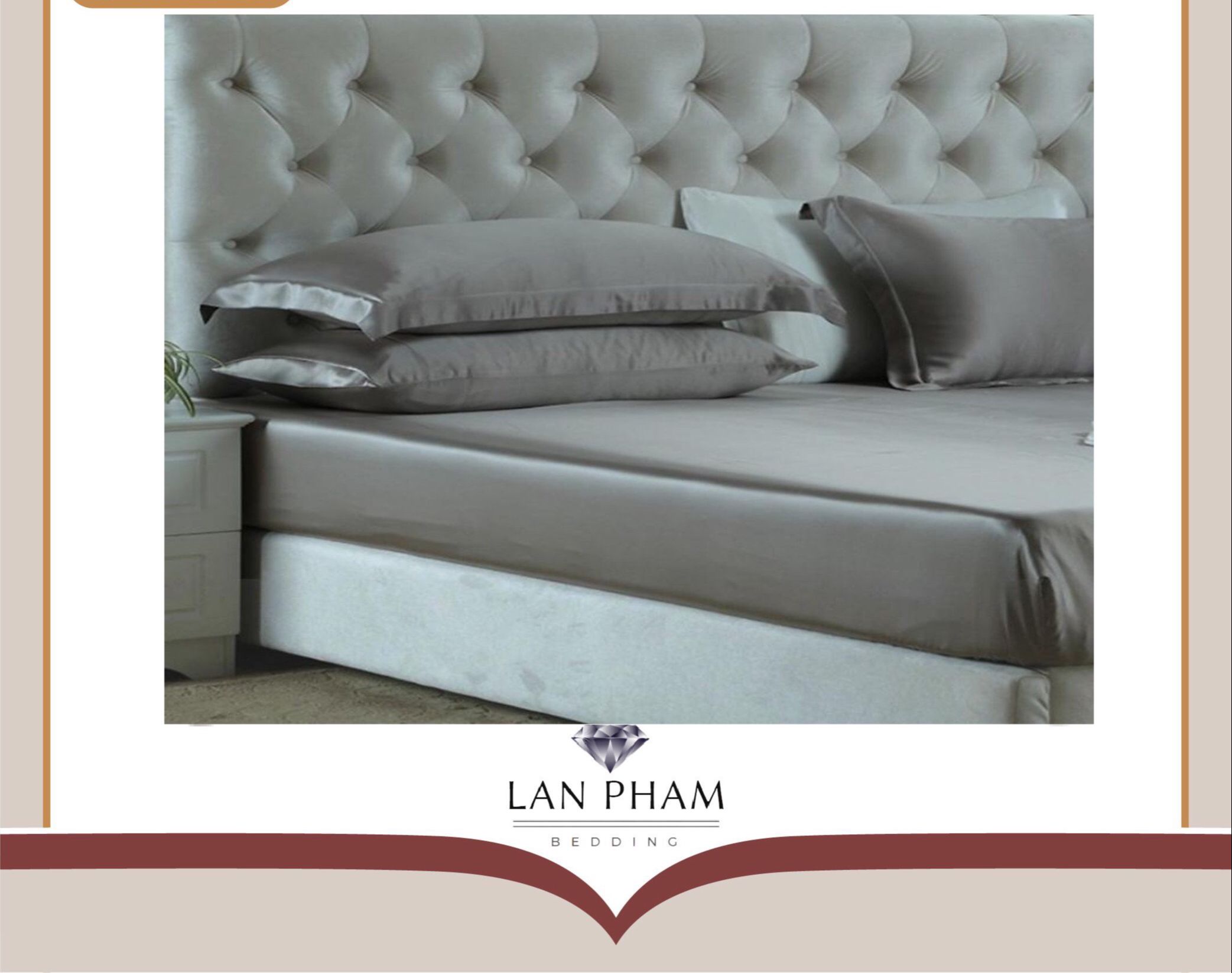 Ga - Drap Giường Lẻ Phi Lụa Màu Xám Đậm Lan Pham Bedding Mềm Mại, Êm Ái
