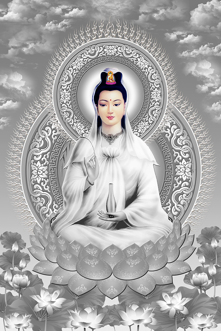 Chiêm ngưỡng vẻ đẹp thanh tịnh của Tranh Phật Quan Âm trắng đen, để tâm tịnh lòng và đắm chìm trong không gian yên bình, thanh thản. Hãy bấm vào ảnh và khám phá sự trầm lắng của tác phẩm nghệ thuật này.