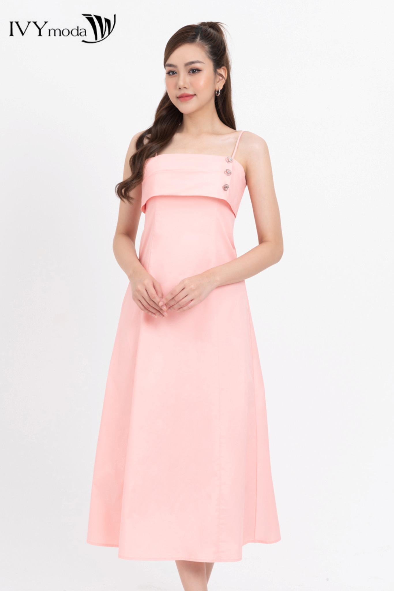 Đầm quây ngực đính khuy ivy moda ms 41m8276