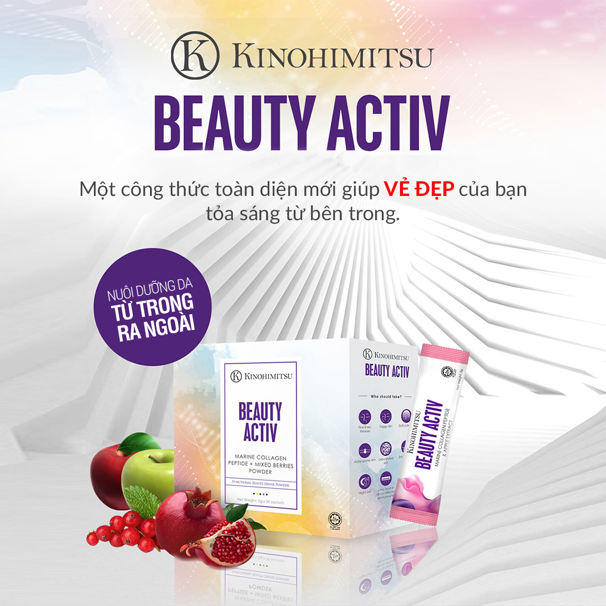 Bộ sản phầm dùng thử Kinohimitsu (7 gói Detox Enzyme + 7 gói Beauty Activ + 2 gói Collagen Activ)
